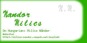 nandor milics business card