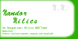 nandor milics business card